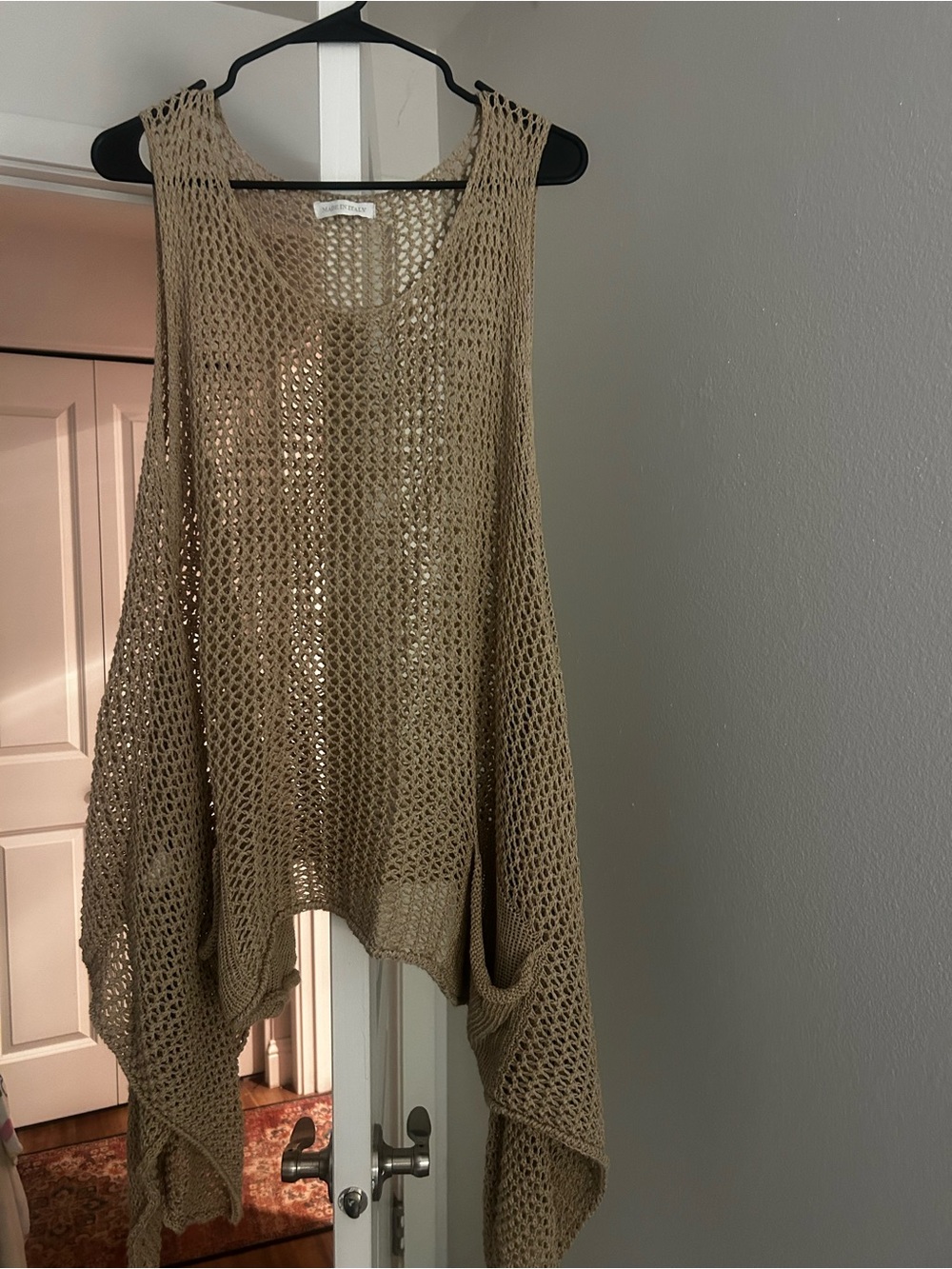 Made in Italy Beige Knit Hem Tank Top - Picture 2 of 4